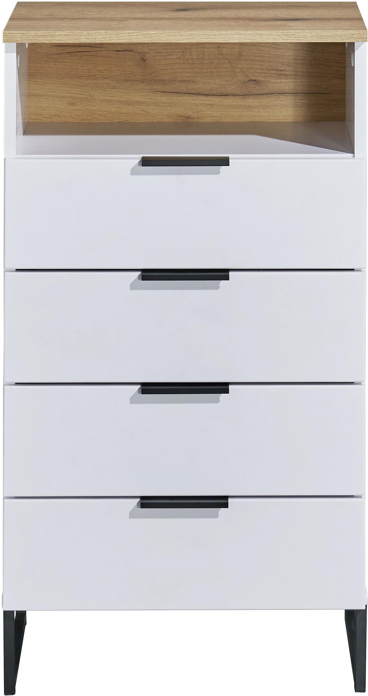 SZAFKA ŚREDNIA DENVER - kolor dębowy/czarny, Konventionell, materiał drewnopochodny/metal (50/91/32cm) - home24