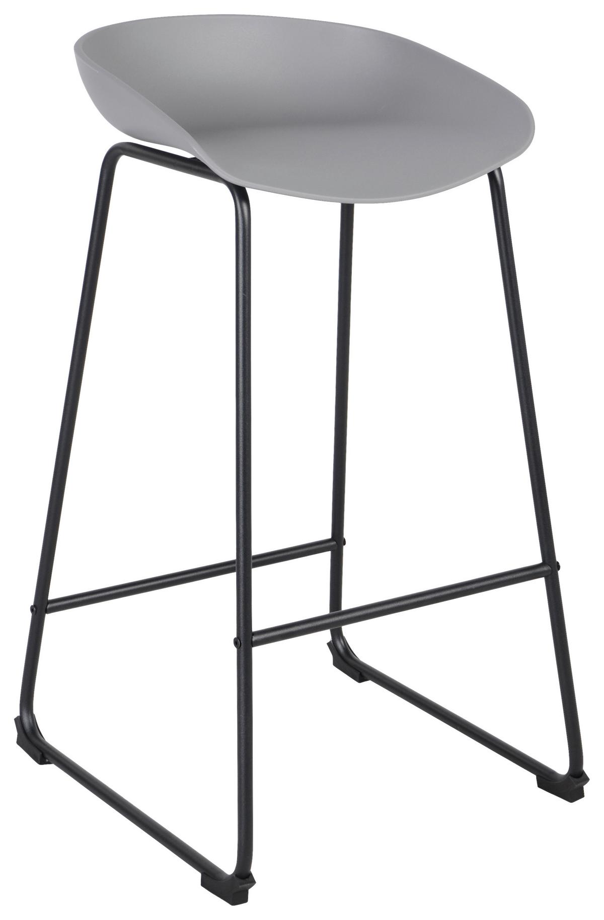 Barhocker Vegas Grau/Schwarz - Schwarz/Grau, Modern, Kunststoff/Metall (47/84/48cm) - Based