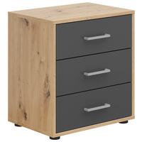 Noćni Ormarić Smart 3 - sivo-bijela/srebrne boje, Basics, drvni materijal/plastika (50/54/35cm) - Modern Living