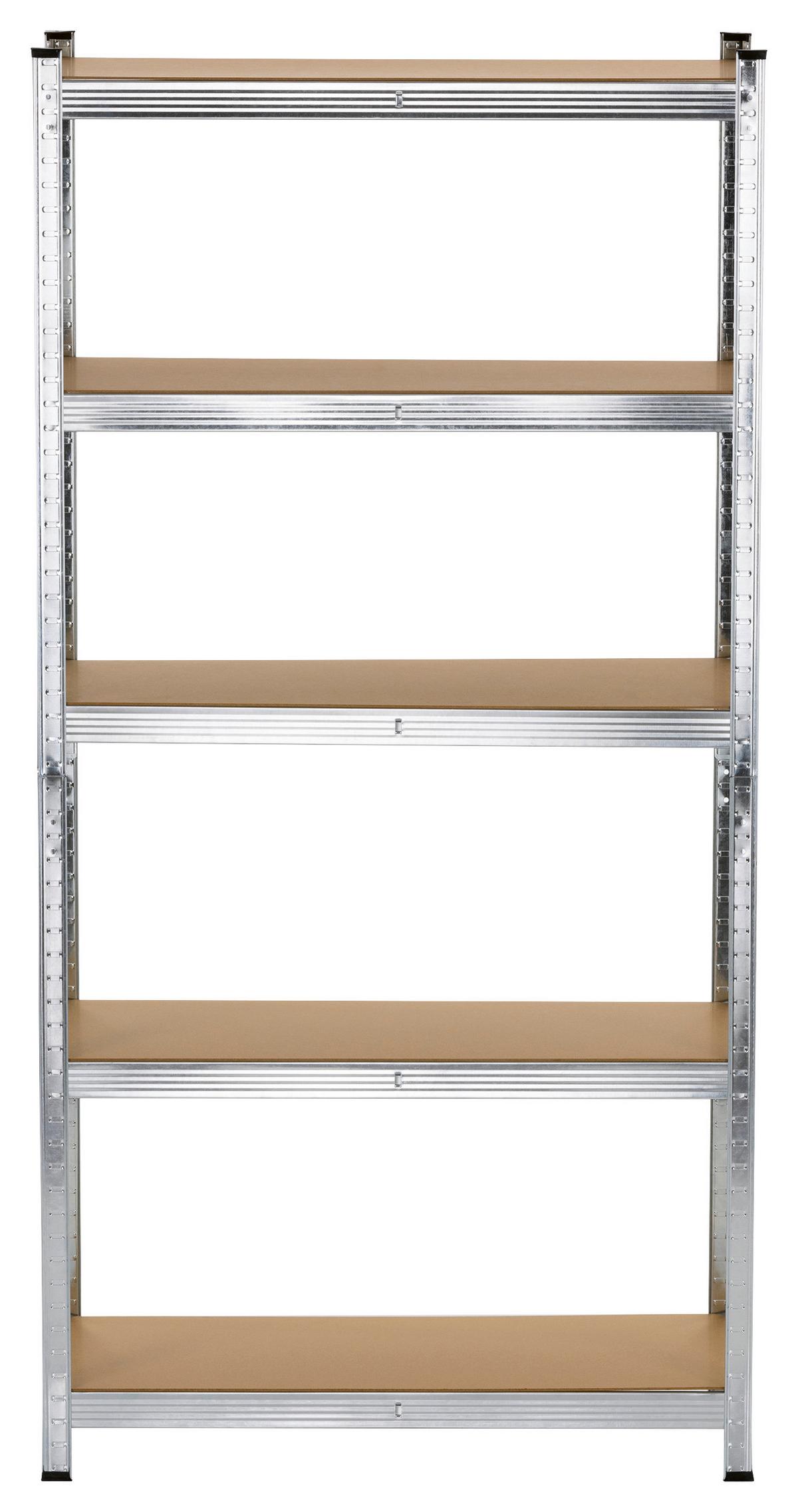 Schwerlastregal Easymaxx Silberfarben/Hellbraun - Hellbraun/Silberfarben, KONVENTIONELL, Holzwerkstoff/Kunststoff (40/90/180cm)