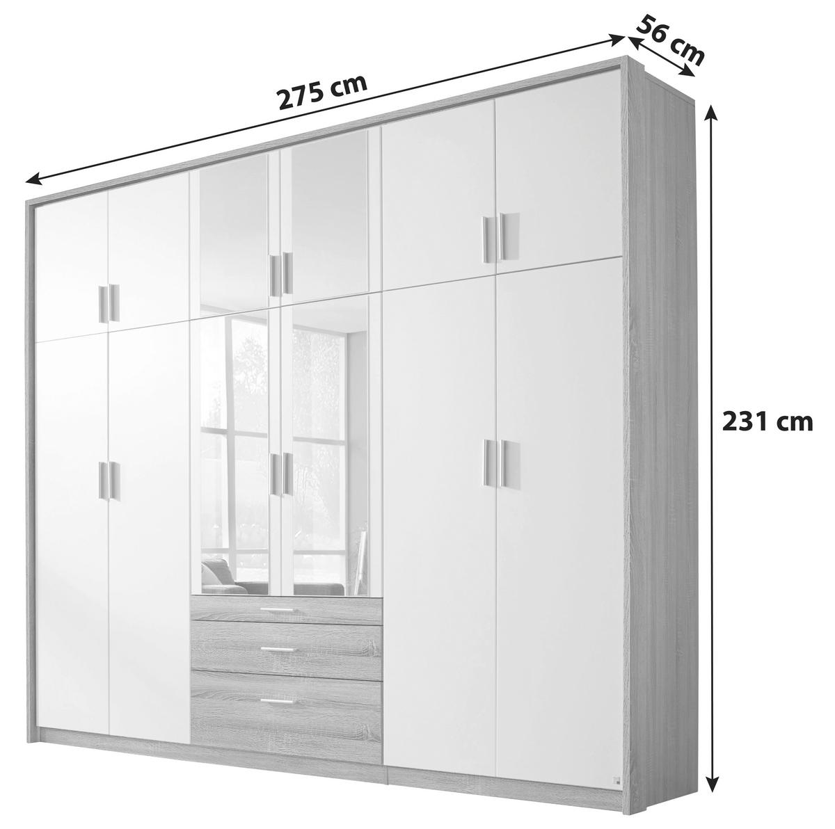 Ormar S Klasičnim Vratima Hildesheim - bijela/siva, Design, staklo/drvni materijal (275/231/56cm) - Modern Living