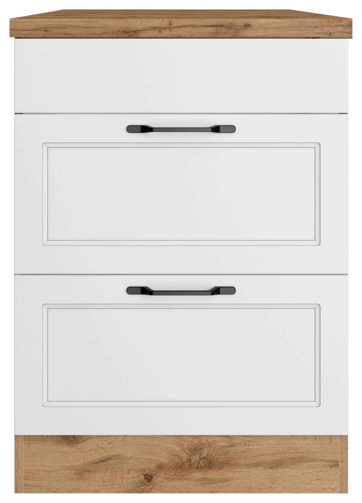 Kochfeldumbauschrank Meran ca. 60x86x60 cm Weiß/Eiche - Eiche Wotan/Schwarz, LIFESTYLE, Holzwerkstoff/Metall (60/86/60cm) - Held