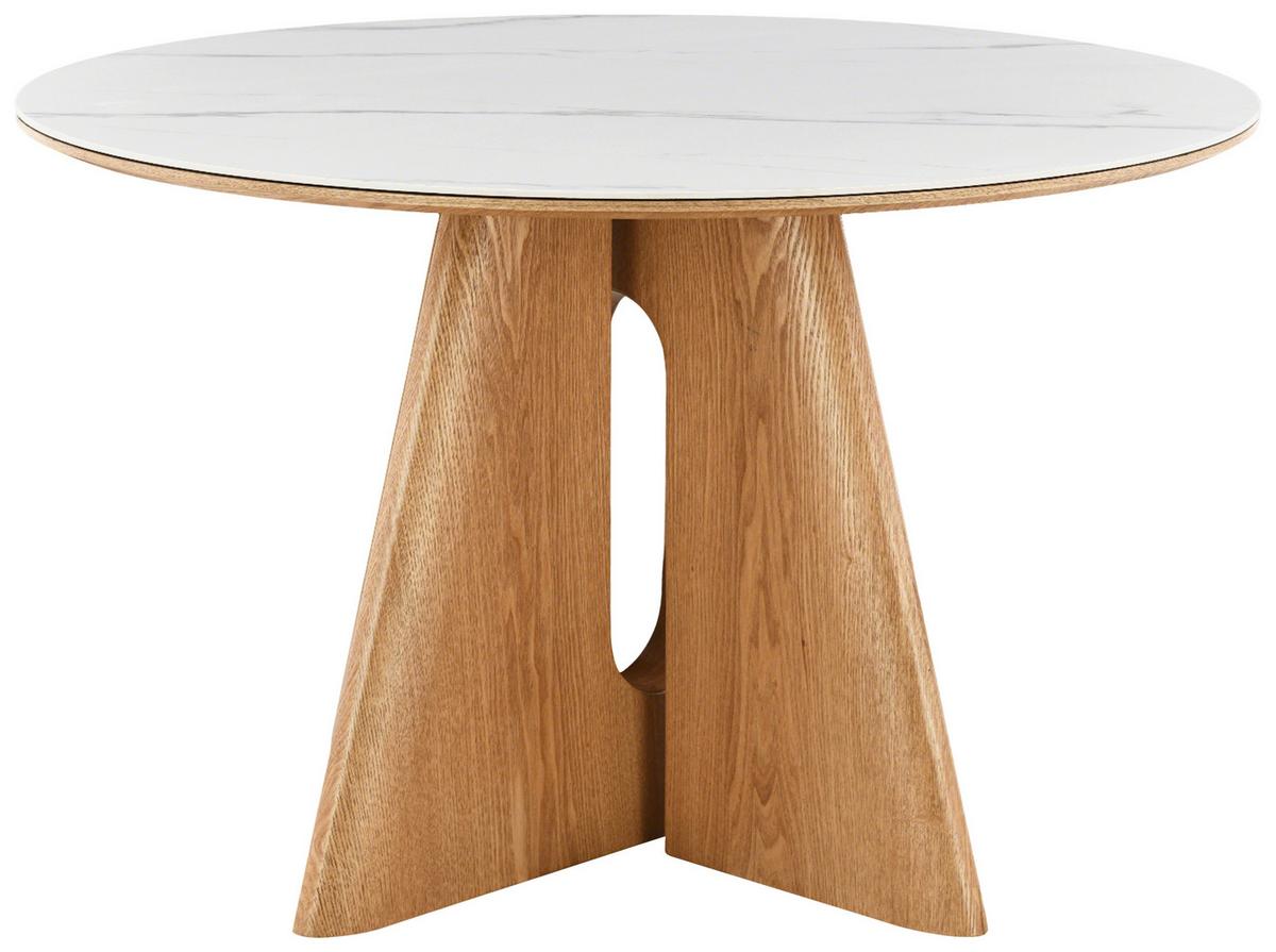 Jedilna Miza Otis, Barva Hrasta, Bela, Ø 120 - barve hrasta/bela, Moderno, kamen/leseni material (120/75cm) - Livetastic