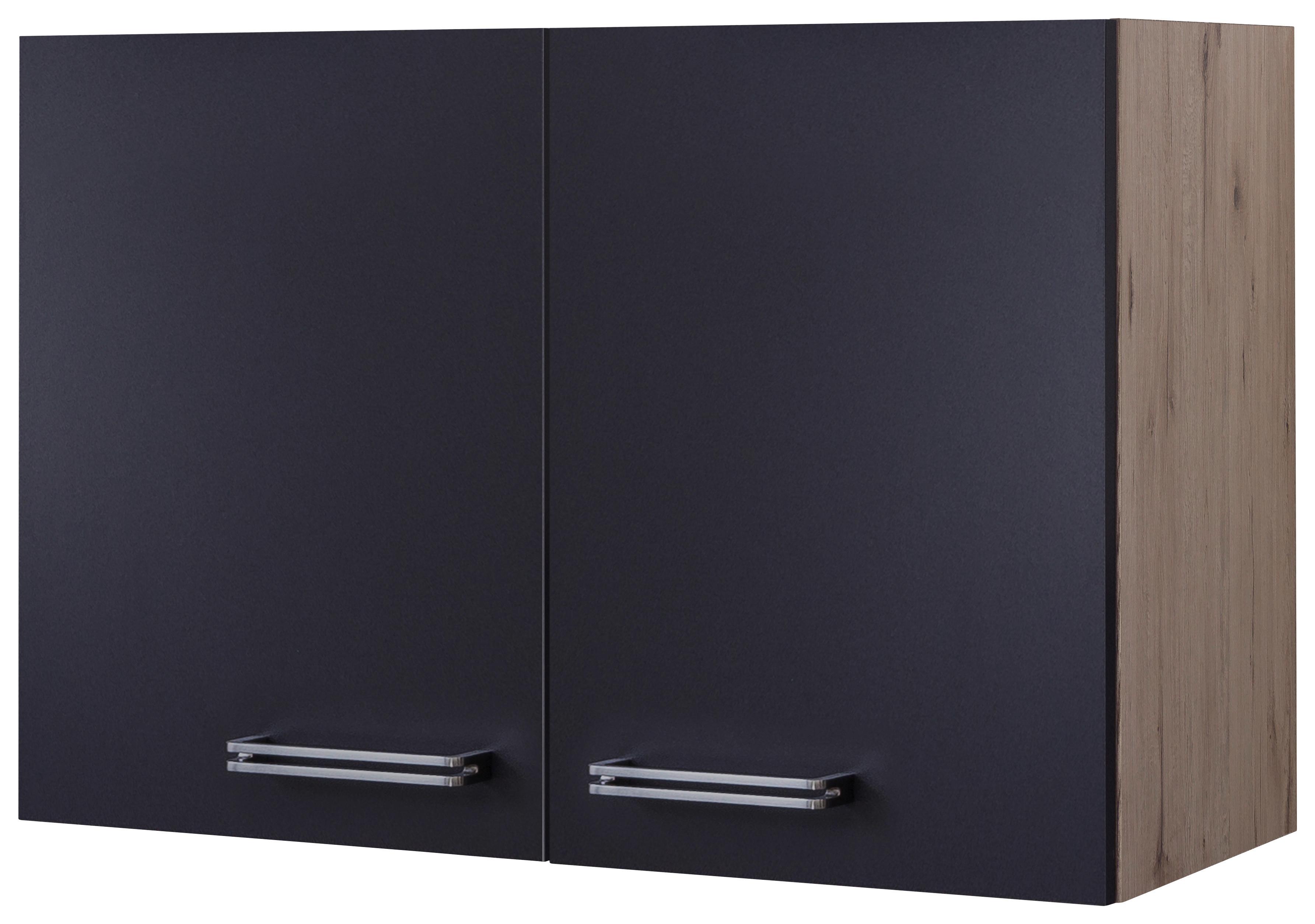 Küchenoberschrank Anthrazit/Eiche - Edelstahlfarben/Eichefarben, MODERN, Holzwerkstoff/Metall (80/54/32cm) - FlexWell