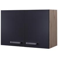 Küchenoberschrank Anthrazit/Eiche - Edelstahlfarben/Eichefarben, MODERN, Holzwerkstoff/Metall (80/54/32cm) - FlexWell