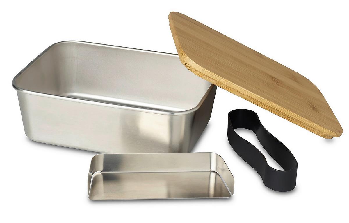 Lunchbox Ew-Lb-1720 - ezüstszínű, Basics, fa/fém (20/15/7,5cm) - Echtwerk