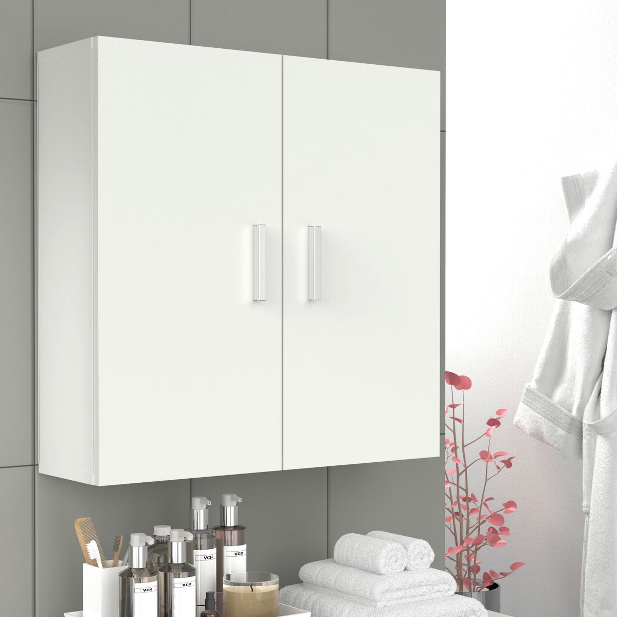 Hängeschrank Zalo ca. 60x60x18 cm Weiß - Silberfarben/Weiß, MODERN, Holzwerkstoff/Metall (60/60/18cm) - MID.YOU