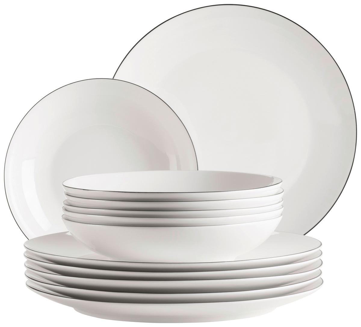 TAFELSERVICE FELISE - Weiss/Schwarz, Trend, Keramik - Mäser