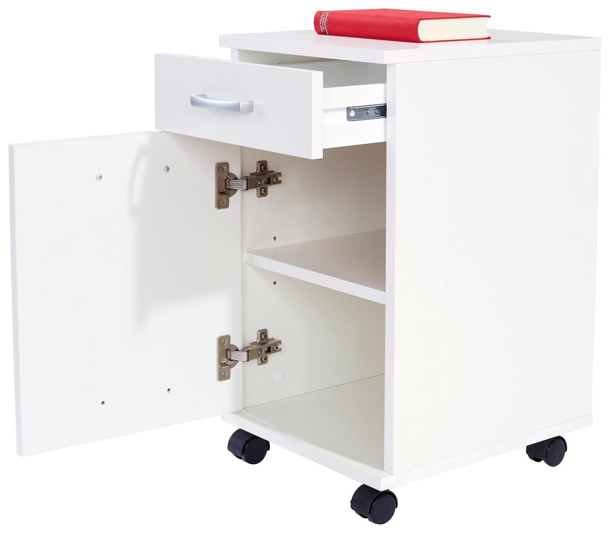 Görgős Konténer Fehér Szín Rimini - alumíniumszínű/fehér, Modern, műanyag/faalapú anyag (33/59,5/38cm)