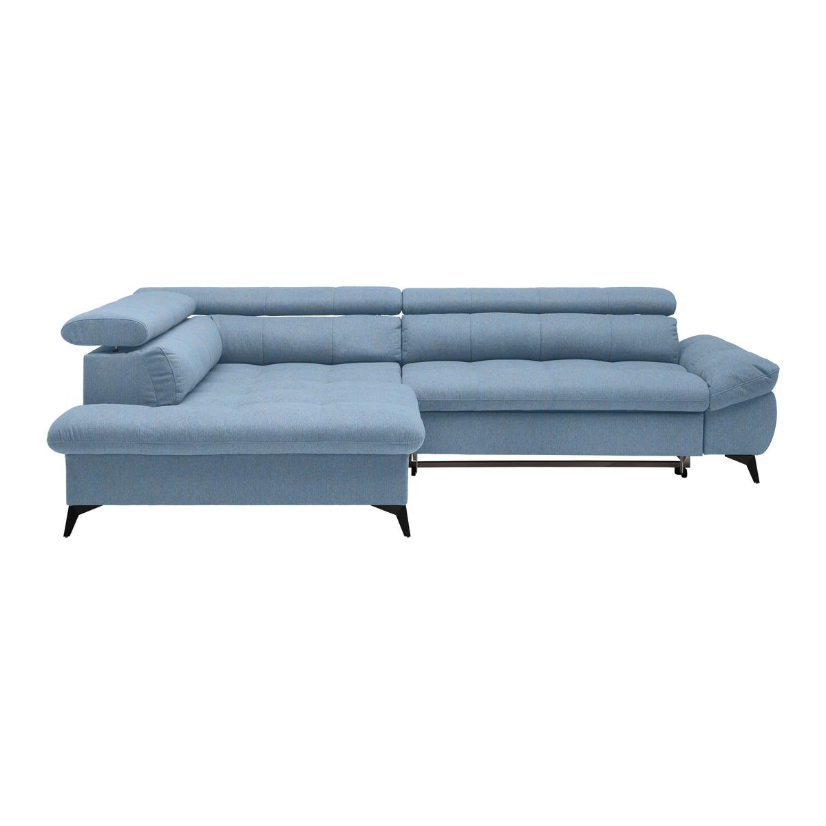 Wohnlandschaft Alberto Hellblau - Schwarz/Hellblau, MODERN, Textil/Metall (296/78/201cm) - Mömax