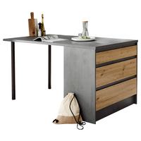 Kuhinjski Otok Troja, Antracit, Barva Hrasta - antracit/hrast artisan, Design, leseni material (180/91/90cm) - MID.YOU