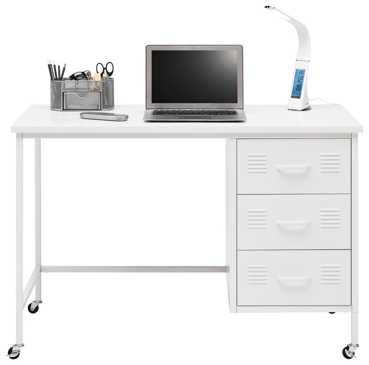 Schreibtisch Metallica Weiss - Weiss/Schwarz, Modern, Kunststoff/Metall (110/75/55cm) - Mömax