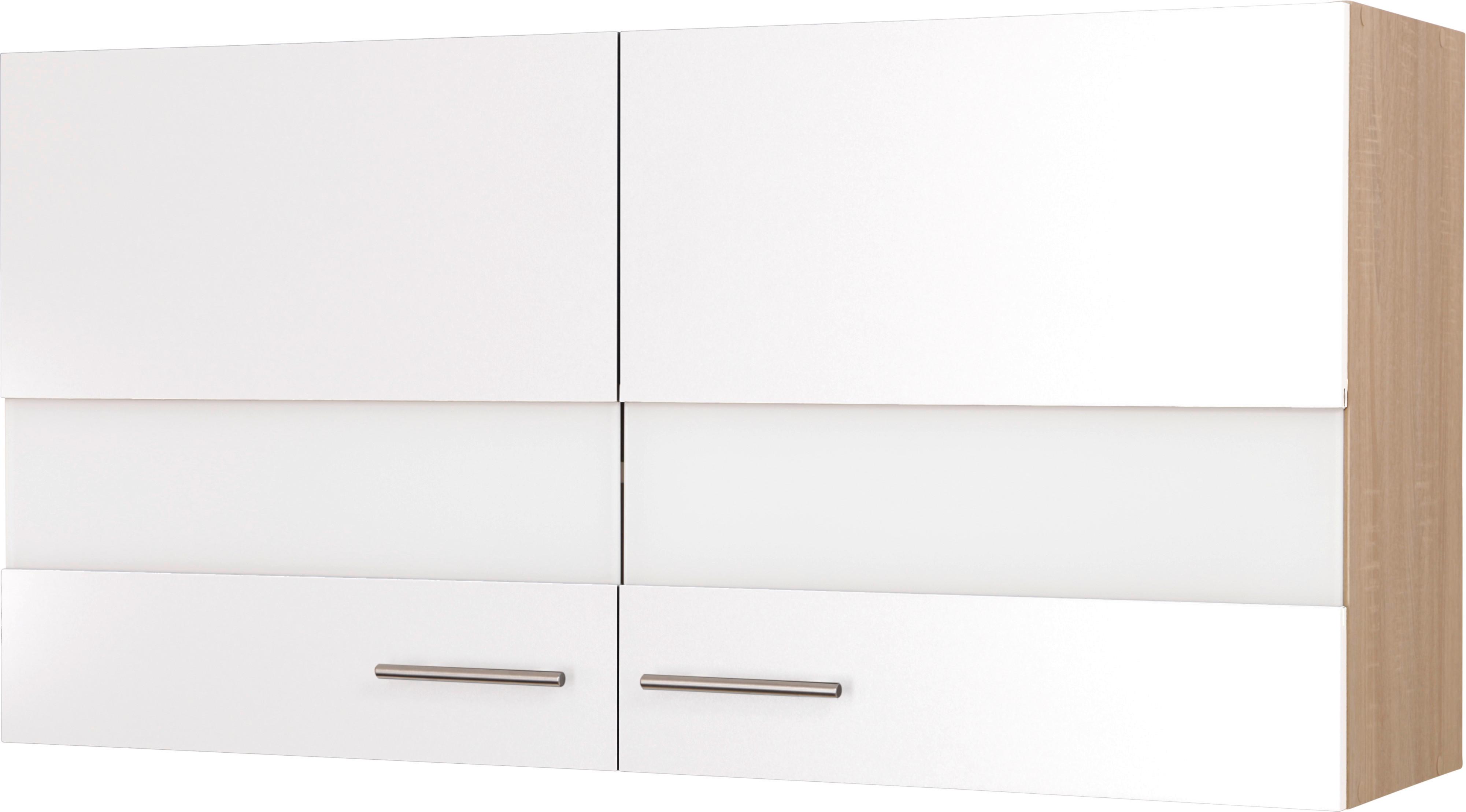 Kuhinjska Zgornja Omarica Merle, Barva Hrasta, Bela - srebrne barve/barve hrasta, Basics, kovina/steklo (110/56,1/34,6cm) - Respekta