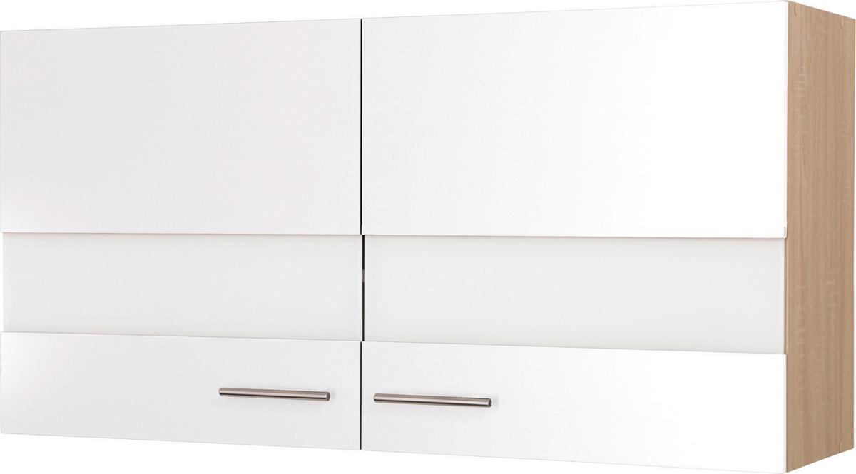 Kuhinjska Zgornja Omarica Merle, Barva Hrasta, Bela - srebrne barve/barve hrasta, Basics, kovina/steklo (110/56,1/34,6cm) - Respekta