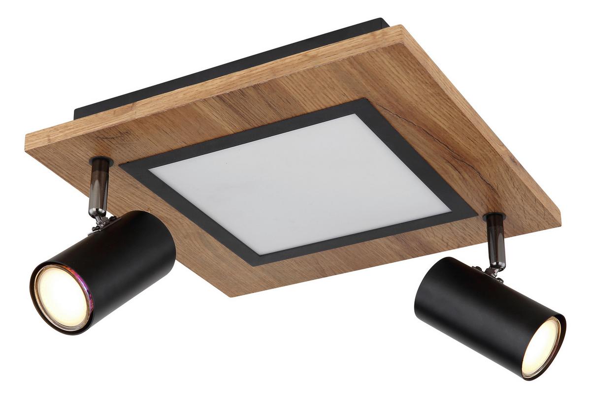 LED-Deckenleuchte Ulla in Natur/Schwarz max. 12 Watt - Opal/Schwarz, Design, Holzwerkstoff/Kunststoff (30/30/18cm) - Globo