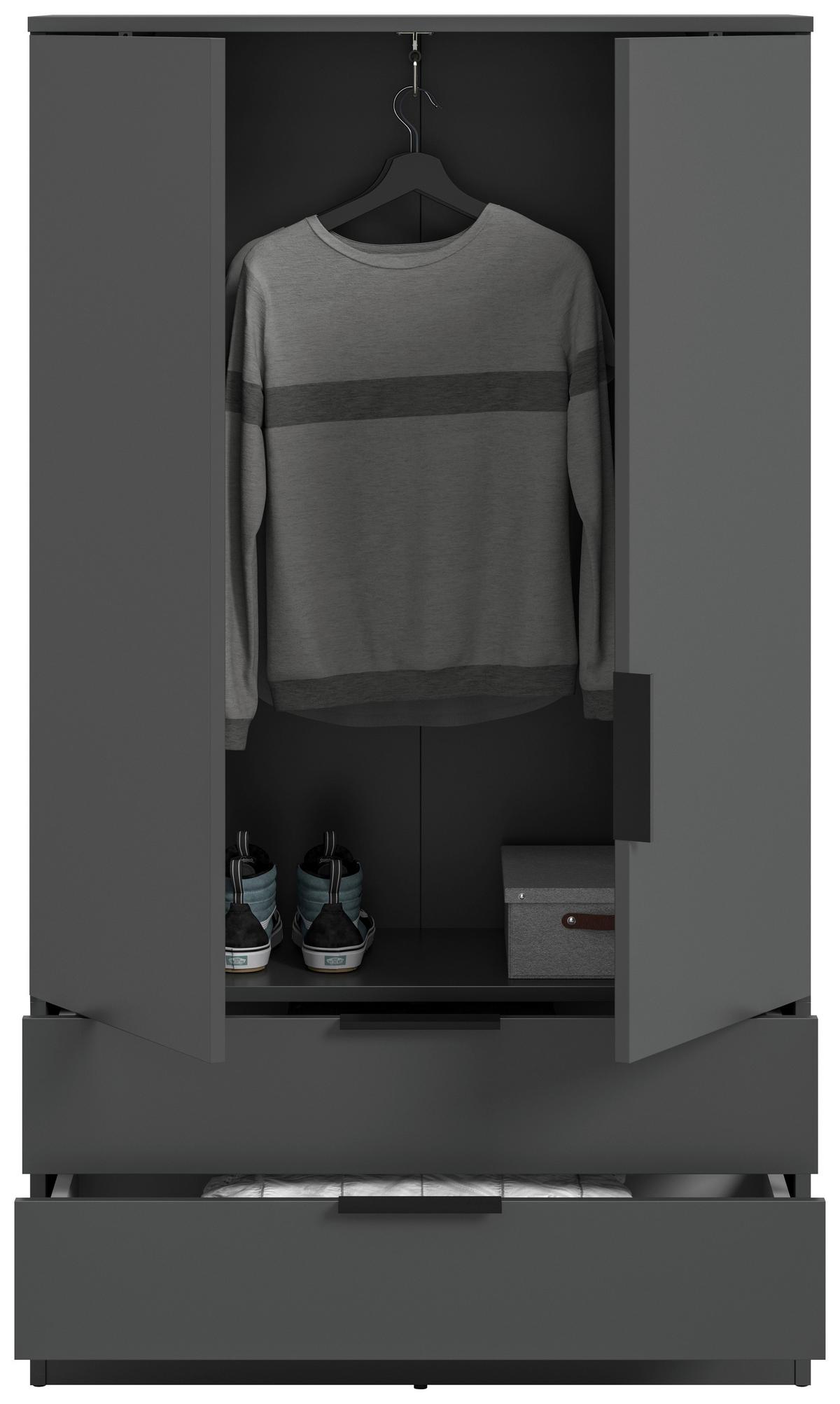 Drehtürenschrank KOPENHAGEN Anthrazit - Anthrazit/Schwarz, MODERN, Holzwerkstoff/Kunststoff (80/140/37cm) - Livetastic