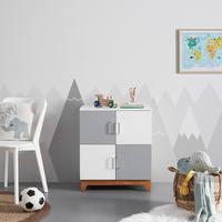 Kinderkommode Danny Weiß/Grau MDF - Silberfarben/Weiß, MODERN, Holz/Holzwerkstoff (60/70/34cm) - Bessagi Kids