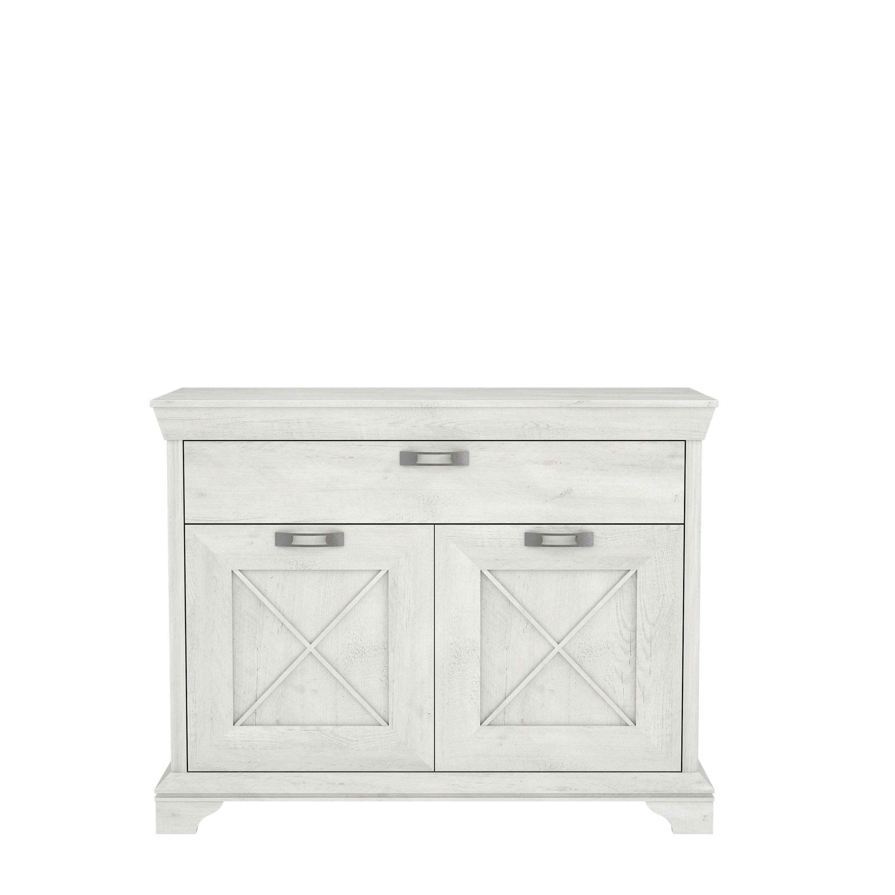 Komoda Kashmir - bijela/srebrne boje, Konvencionalno, drvni materijal/metal (123,3/95,9/48,2cm) - Premium Living