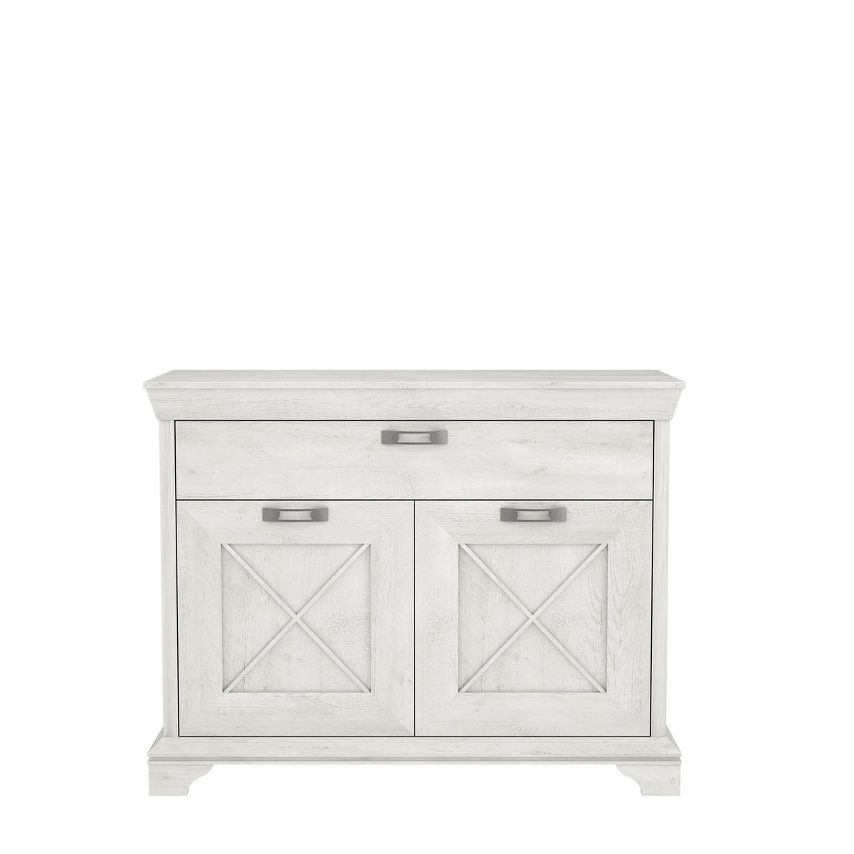 Komoda Kashmir - bijela/srebrne boje, Konvencionalno, drvni materijal/metal (123,3/95,9/48,2cm) - Premium Living