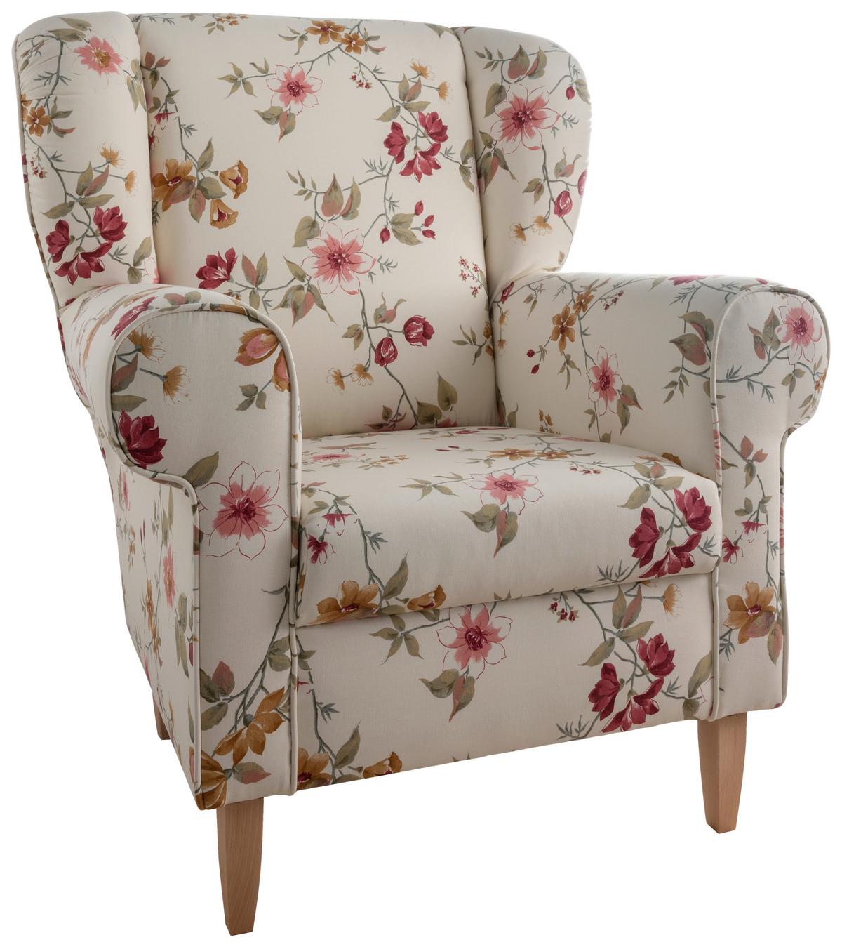 Relaxsessel Asino Beige/Rot Webstoff - Beige/Rot, KONVENTIONELL, Holz/Textil (80/102/86cm) - Livetastic