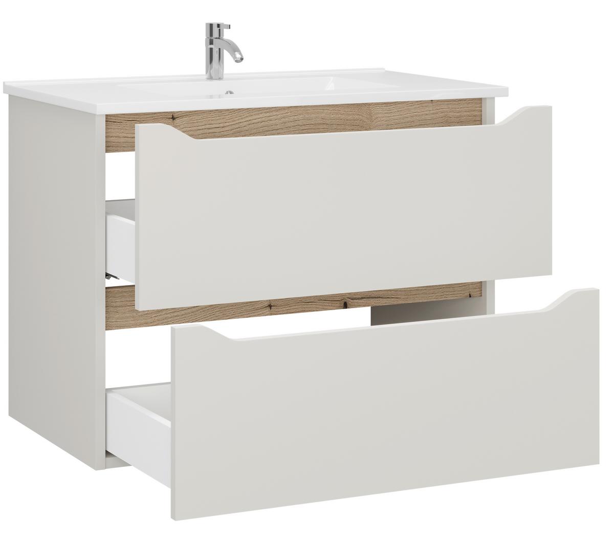 Waschbeckenunterschrank Mallorca Kaschmir/Eiche - Kaschmir/Weiß, MODERN, Keramik/Holzwerkstoff (80/62/46cm) - Based