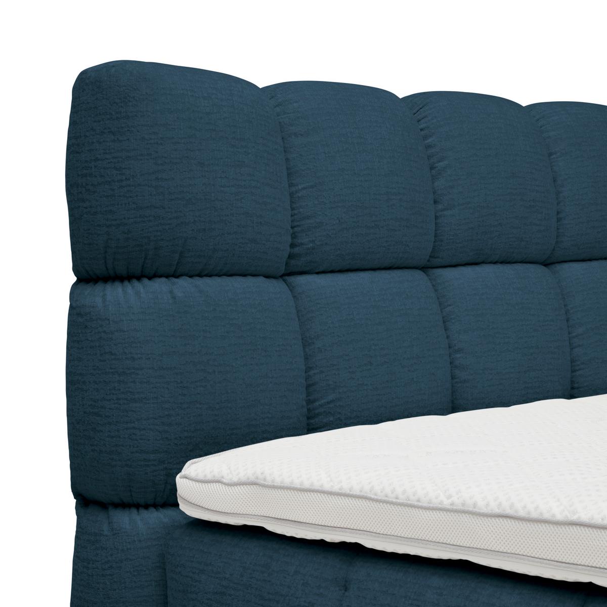 Boxspringbett Bubble Box Blau ca. 160x200cm - Blau/Schwarz, Konventionell, Holz/Textil (160/200cm) - Premium Living