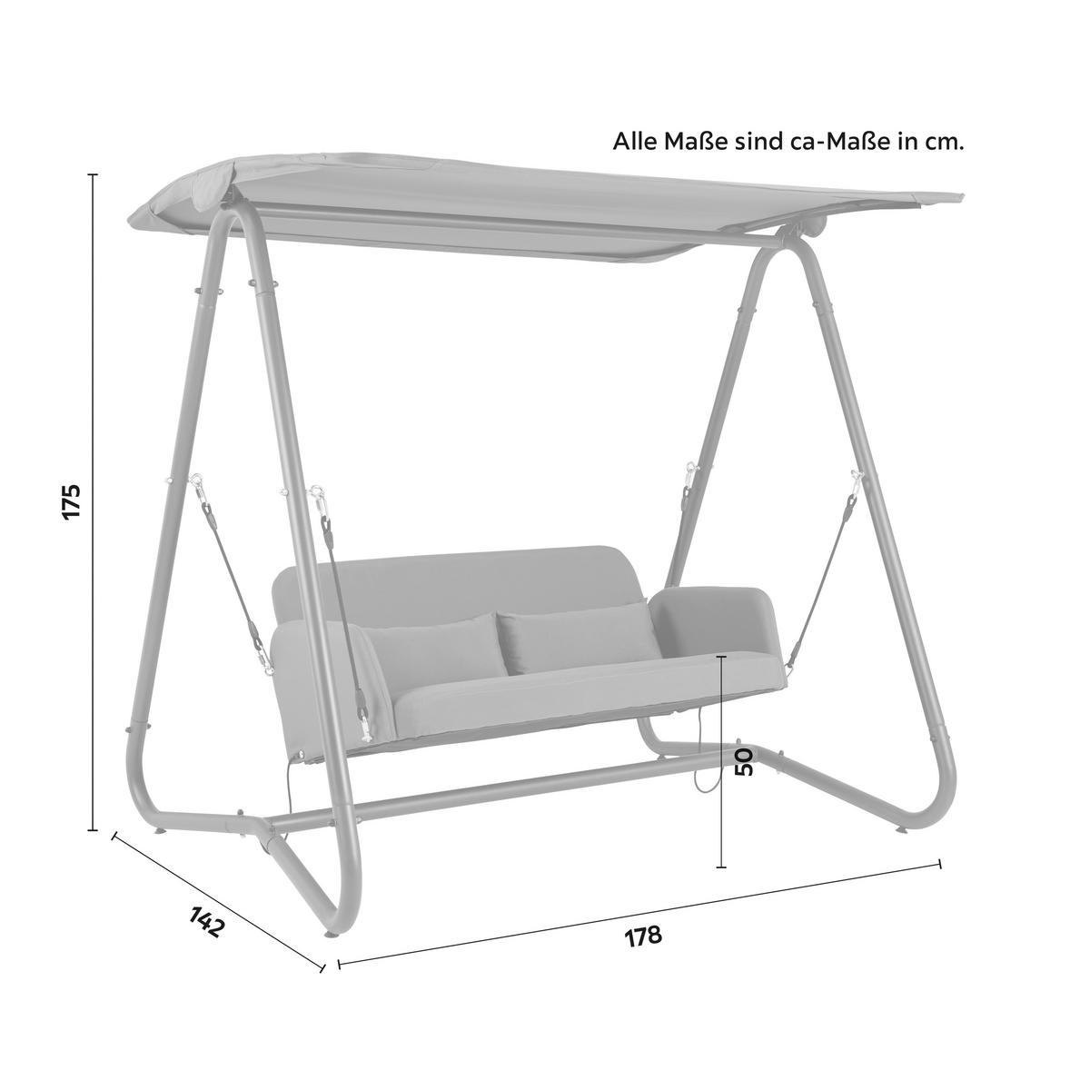 Balansoar Ilva Blue - albastru/gri închis, Modern, metal/textil (178/175/142cm) - Bessagi Garden