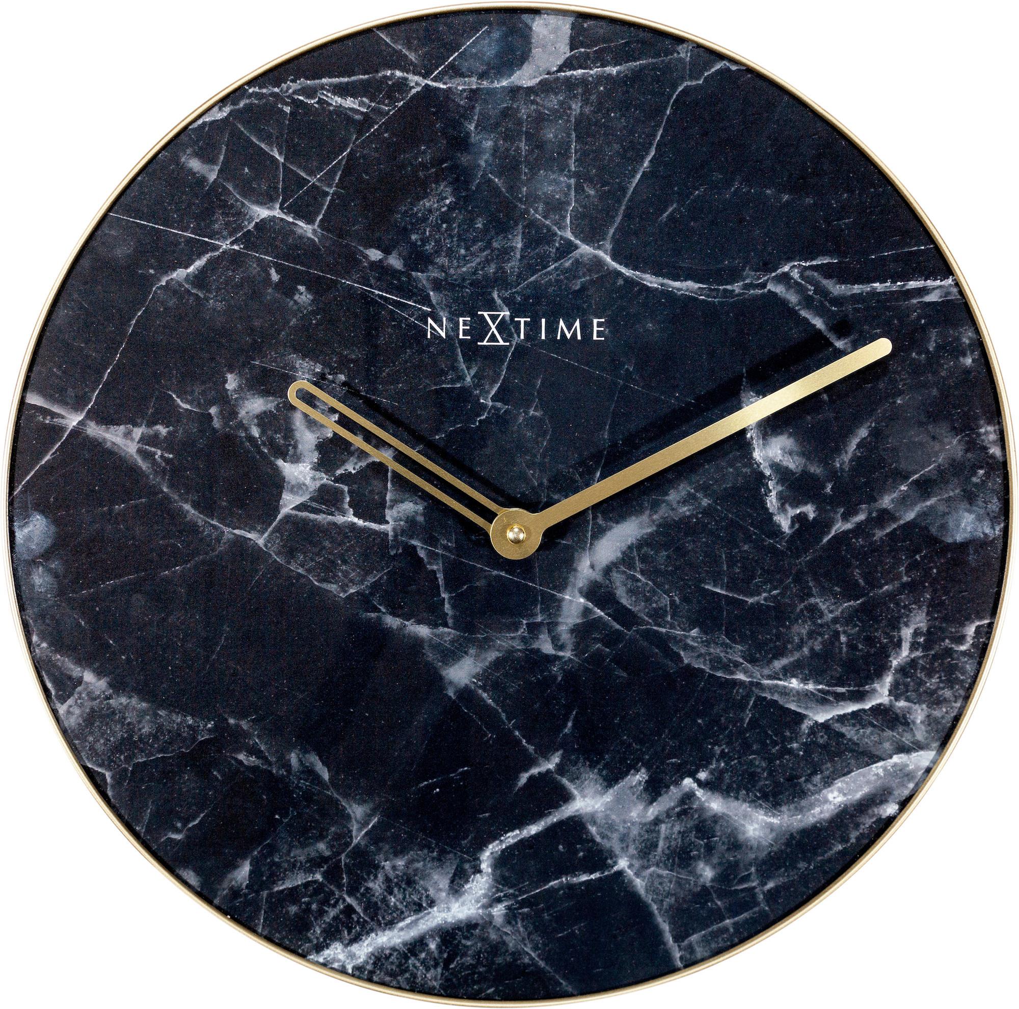 Wanduhr Marble Schwarz/Goldfarben - Goldfarben/Schwarz, Basics, Glas/Metall (40/40/3cm) - Nextime