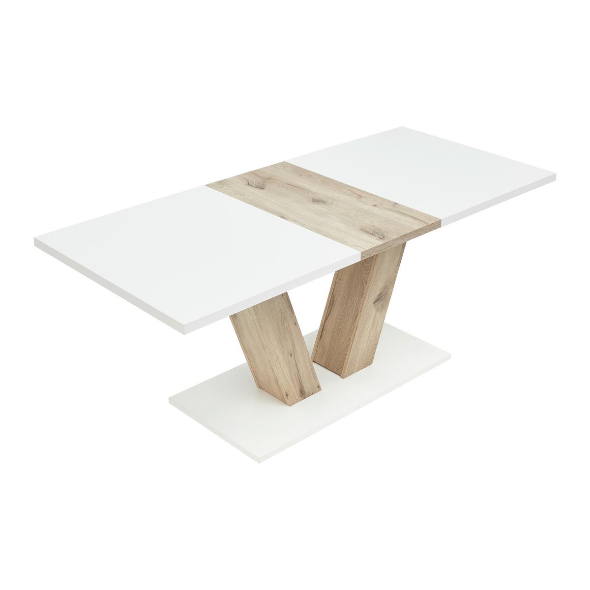 Ausziehtisch Hamm T Weiß/Eiche ca. 140-180x90x76cm - Eichefarben/Weiß, MODERN, Holzwerkstoff (140-180/90/76cm) - Mömax