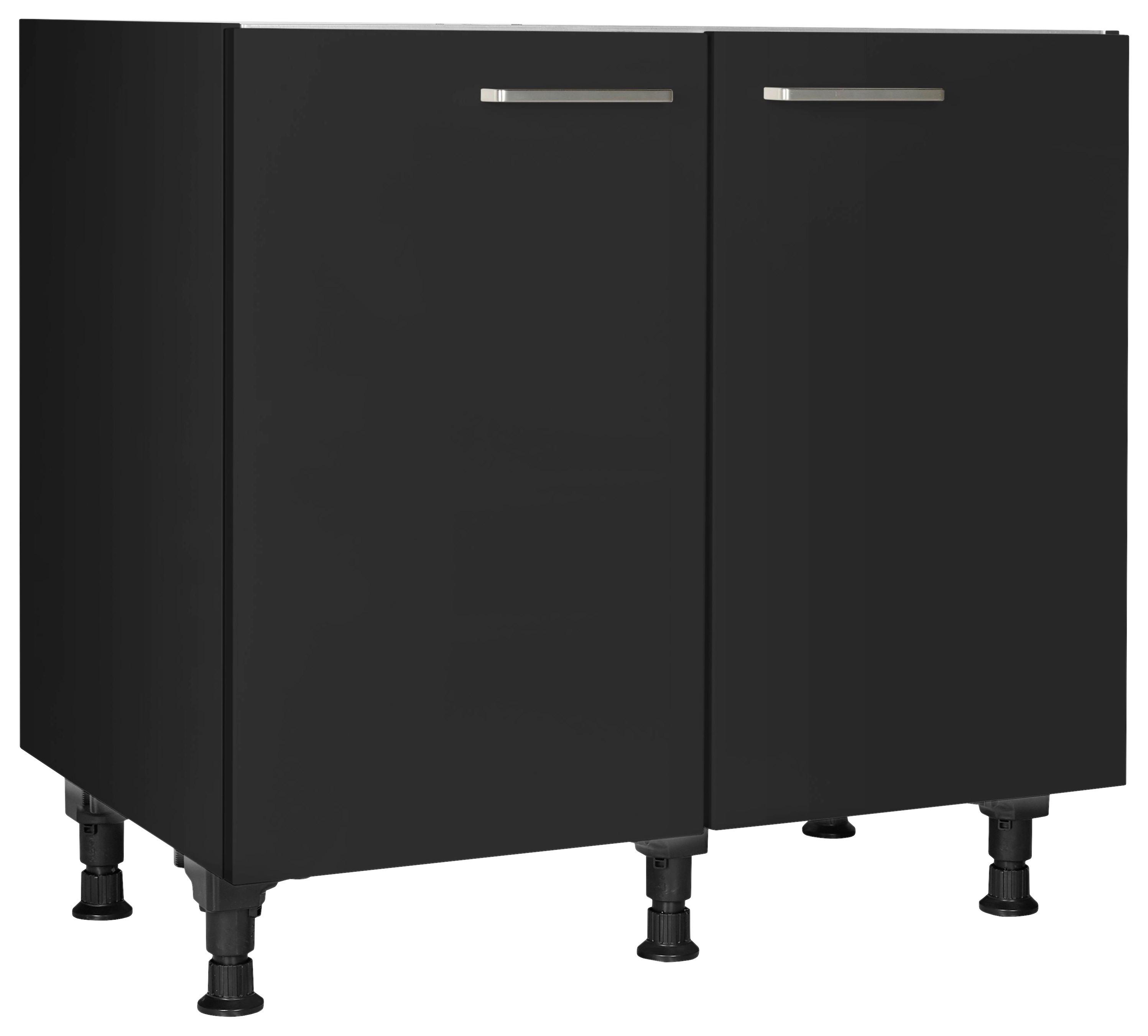 Spülenunterschrank Touch Schwarz - Edelstahlfarben/Schwarz, MODERN, Holzwerkstoff/Metall (90/87/56cm) - Nobilia