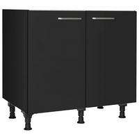 Spülenunterschrank Touch Schwarz - Edelstahlfarben/Schwarz, MODERN, Holzwerkstoff/Metall (90/87/56cm) - Nobilia
