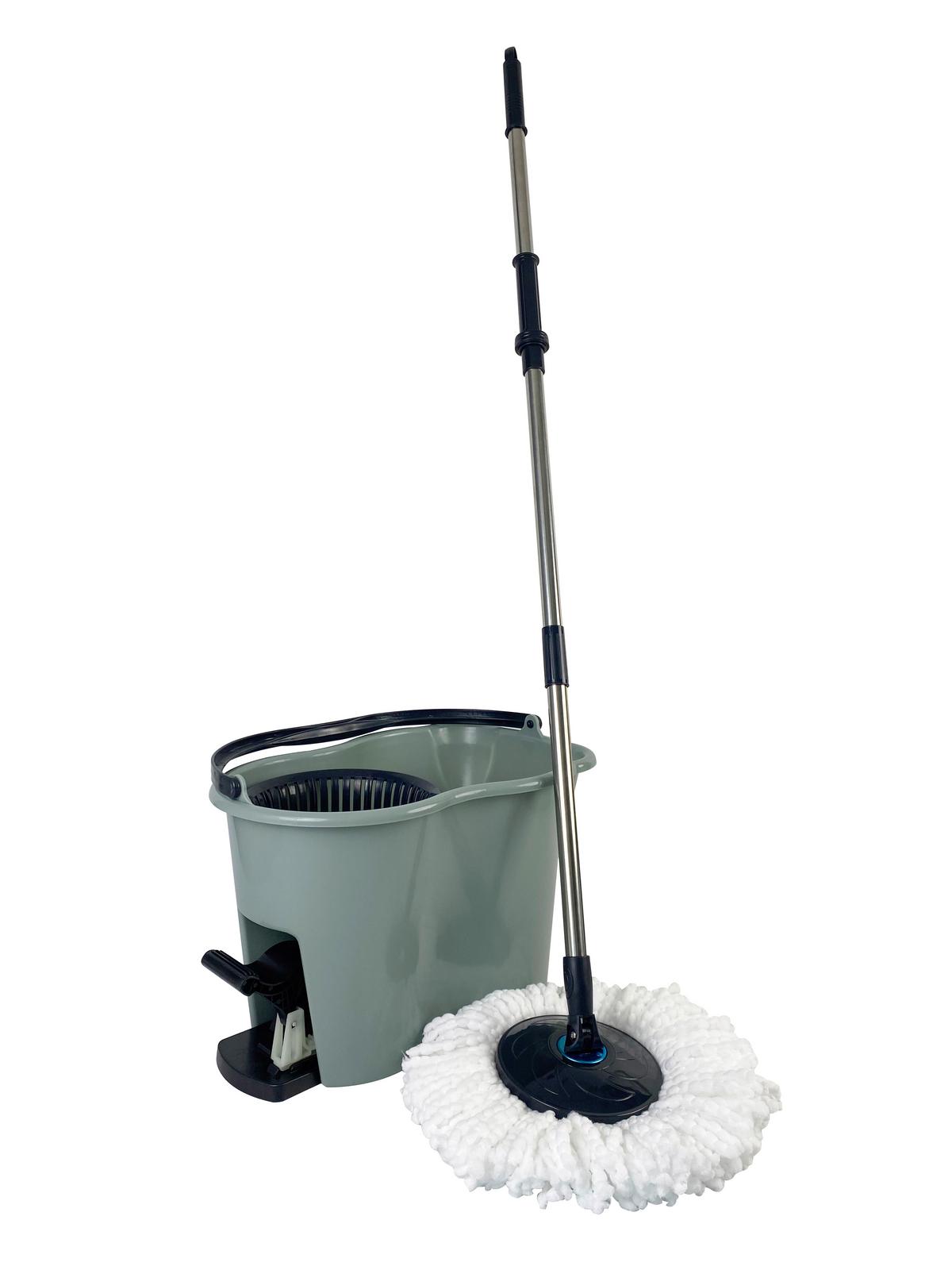 Tisztító Szett Spinning Mop - fekete/fehér, műanyag/textil (44/30/31cm) - Modern Living