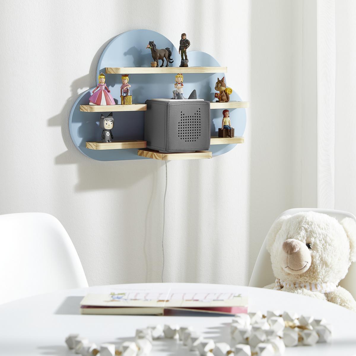 REGAŁ ŚCIENNY K008 - TREND - - kolor naturalny/jasnoniebieski, Trend, drewno (50/32,5/15cm) - Ben'n'jen