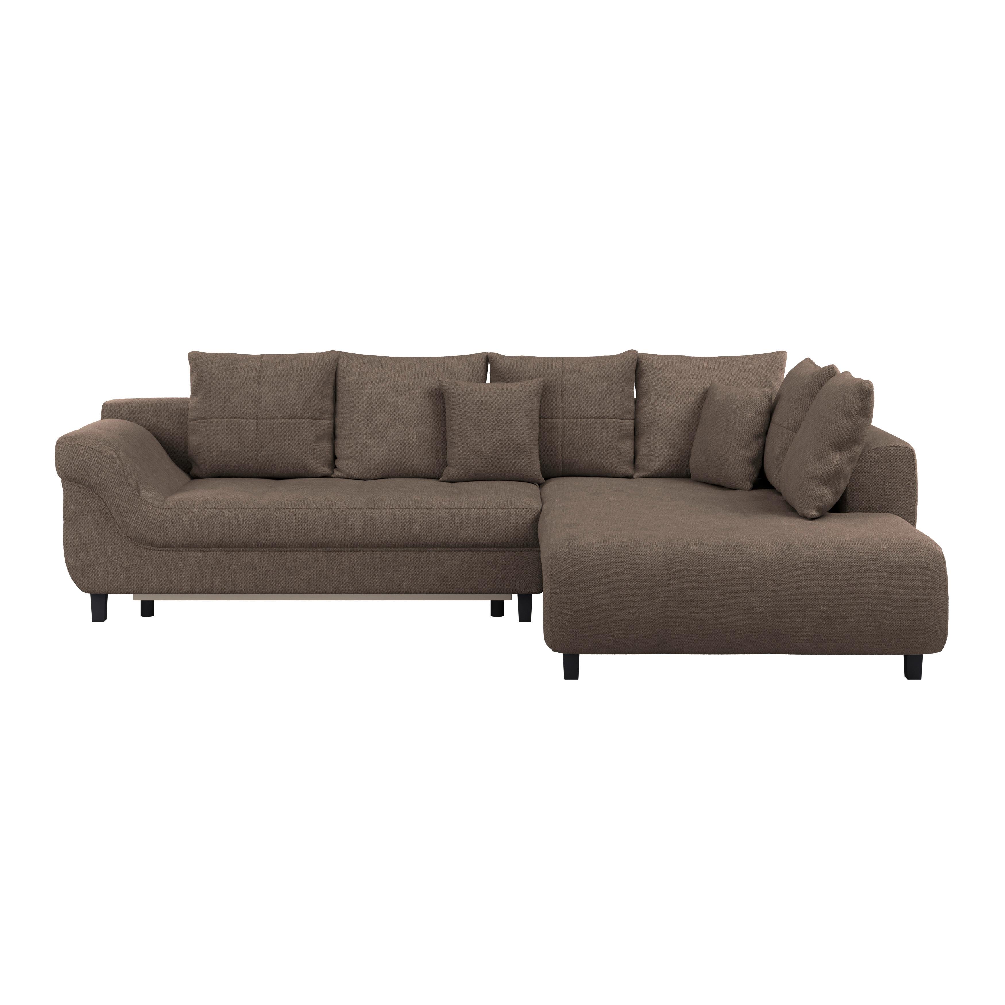 Kutna Garnitura Mendoza - tamno smeđa/siva, Design, tekstil/drvo (309/197cm) - Modern Living