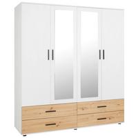 Kleiderschrank in Weiss/Eichefarben - Weiss/Schwarz, Konventionell, Holzwerkstoff/Kunststoff (168/188/52cm) - Mömax