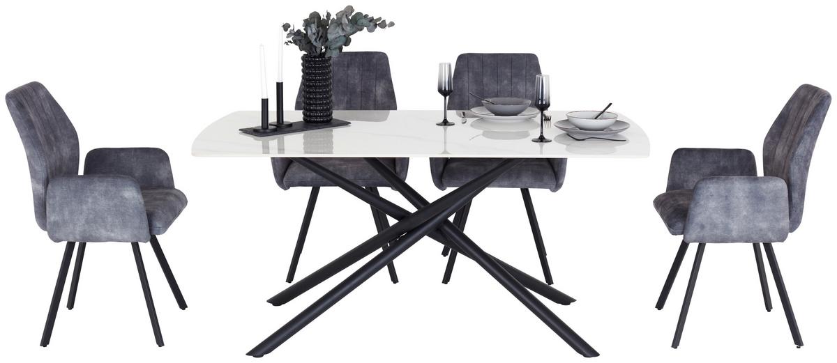 Jedilna Miza Mailand, Bela, 160 X 90 Cm - črna/bela, Trend, kovina/keramika (160/75/90cm) - Mömax
