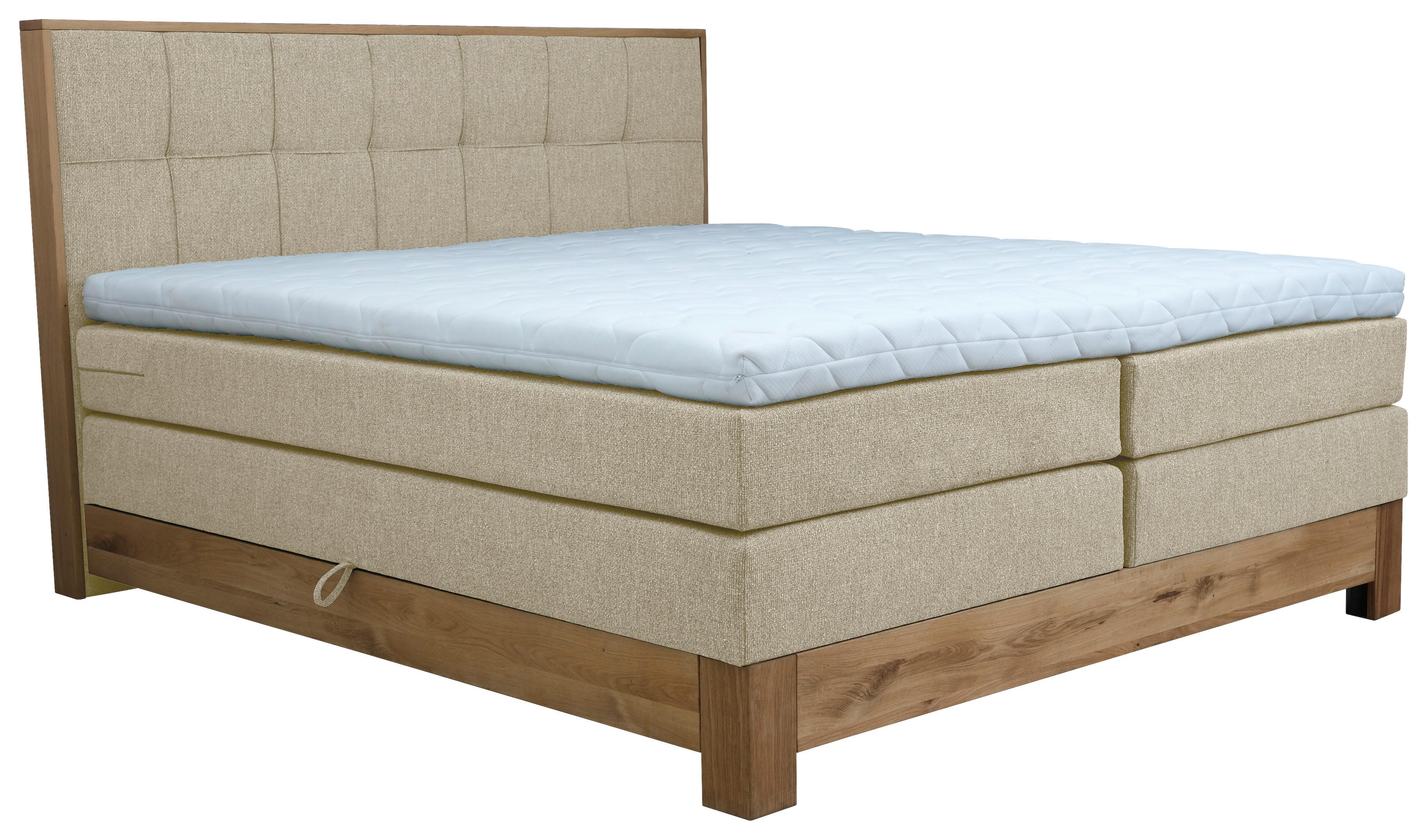 Boxspringbett Cloud Beige ca. 180x200cm - Eichefarben/Beige, KONVENTIONELL, Holz/Holzwerkstoff (180/200cm) - Premium Living