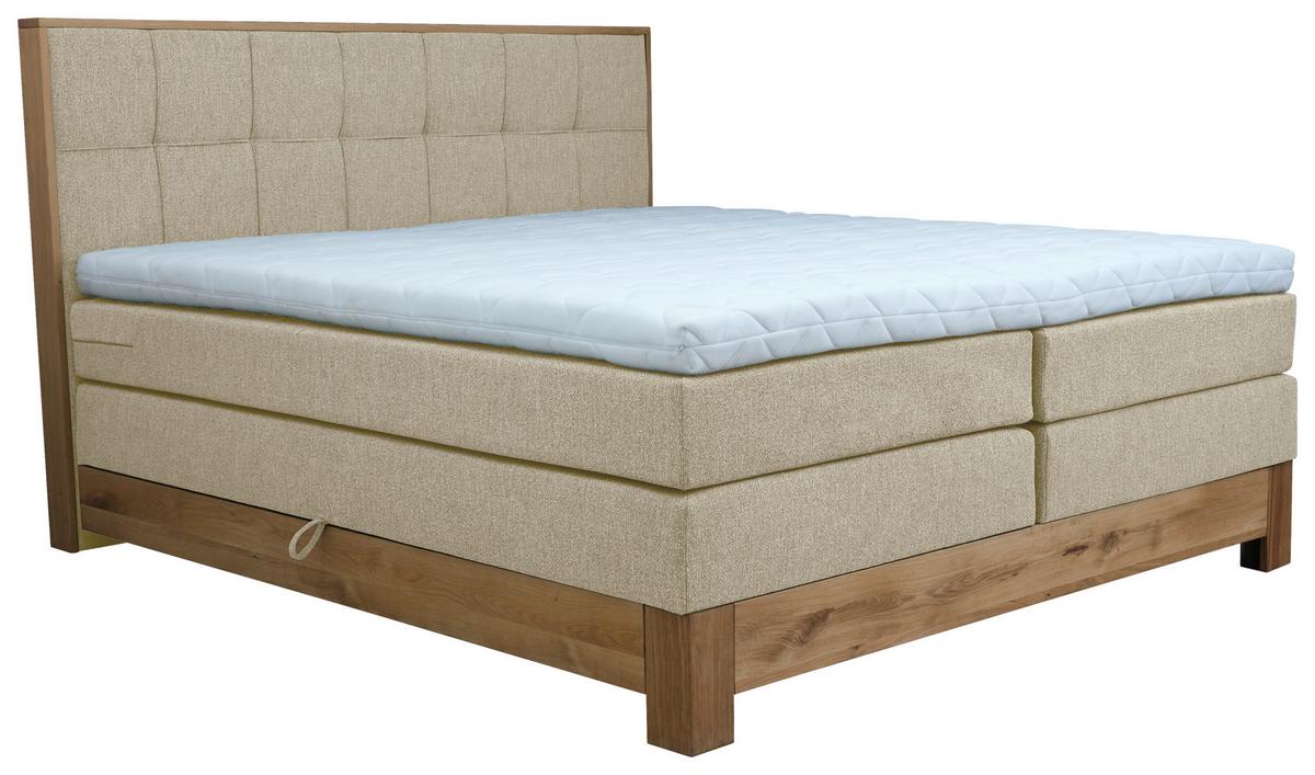 Boxspringbett Cloud Beige ca. 160x200cm - Eichefarben/Beige, KONVENTIONELL, Holz/Holzwerkstoff (160/200cm) - Premium Living