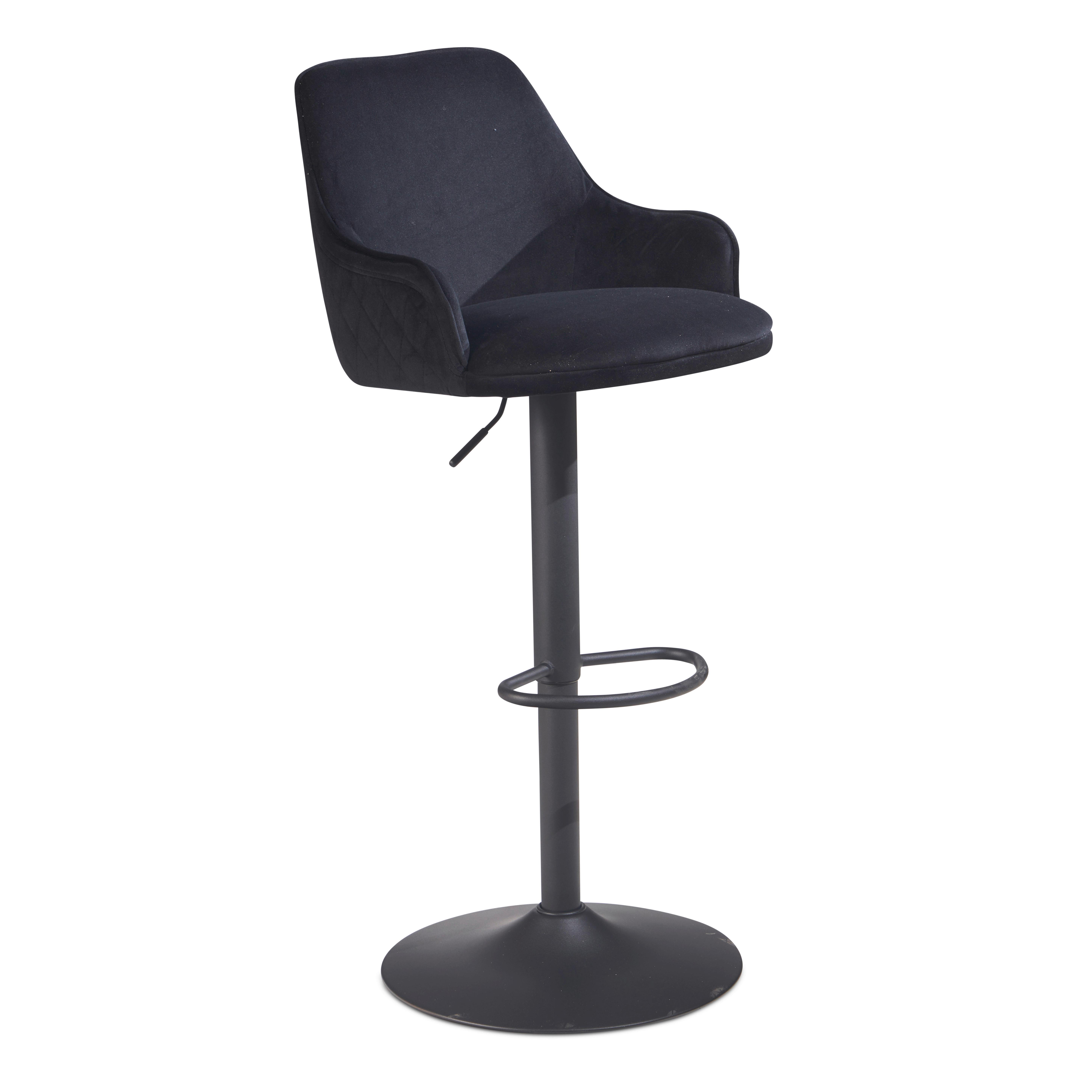 TABOURET DE BAR WL7.007 - Schwarz, Design, Textil/Metall (45/106/45cm) - MID.YOU