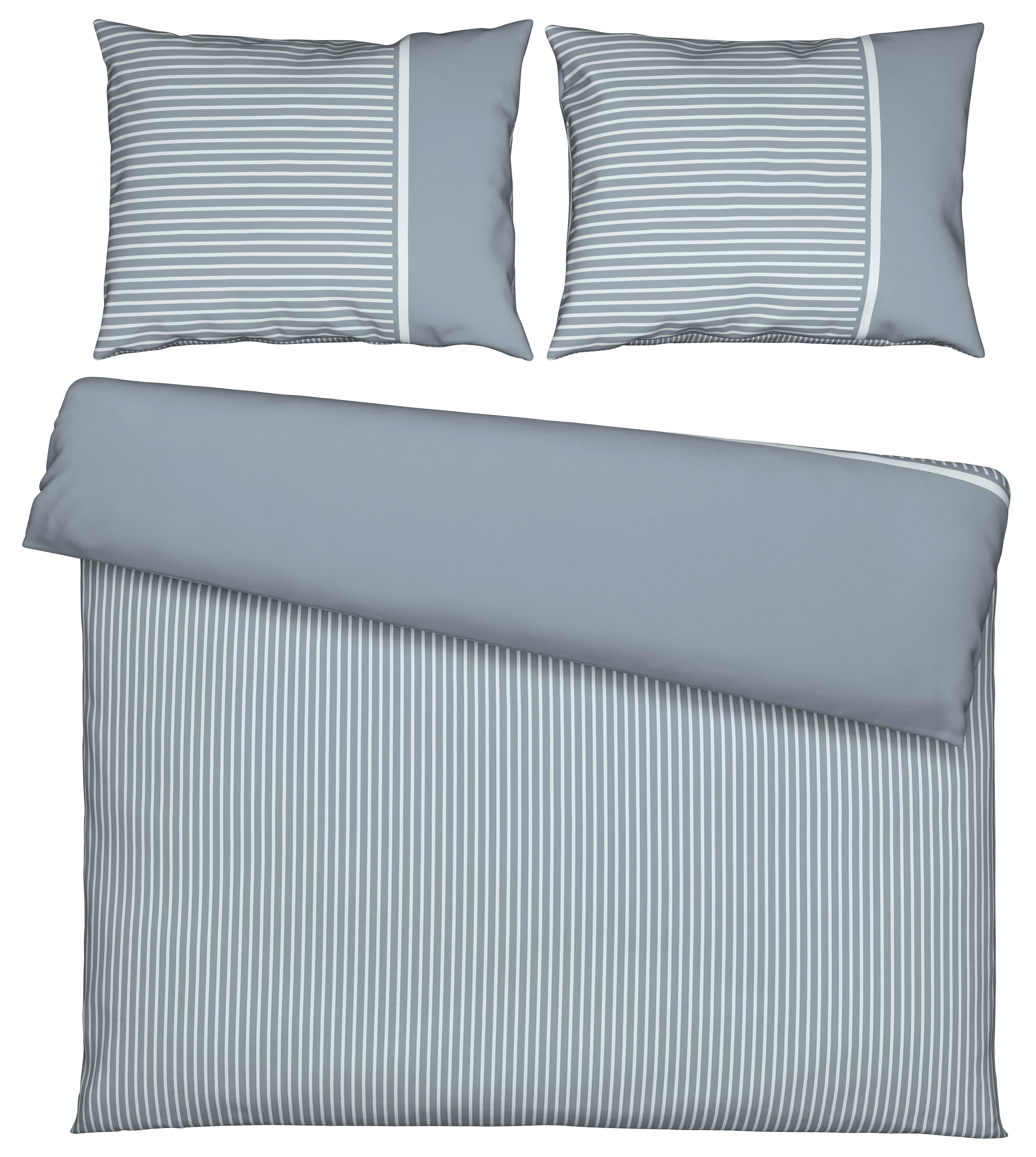 Bettwäsche Johannes XXL Graublau ca. 200x220cm - Graublau, KONVENTIONELL, Textil (200/220cm) - Mömax