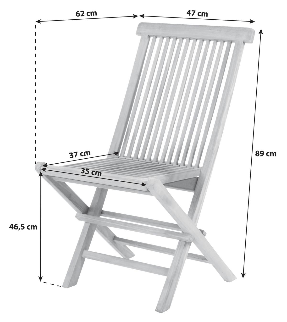 Gartenklappstuhl Woodie Teak - Teakfarben, Basics, Holz (47/89/62cm)