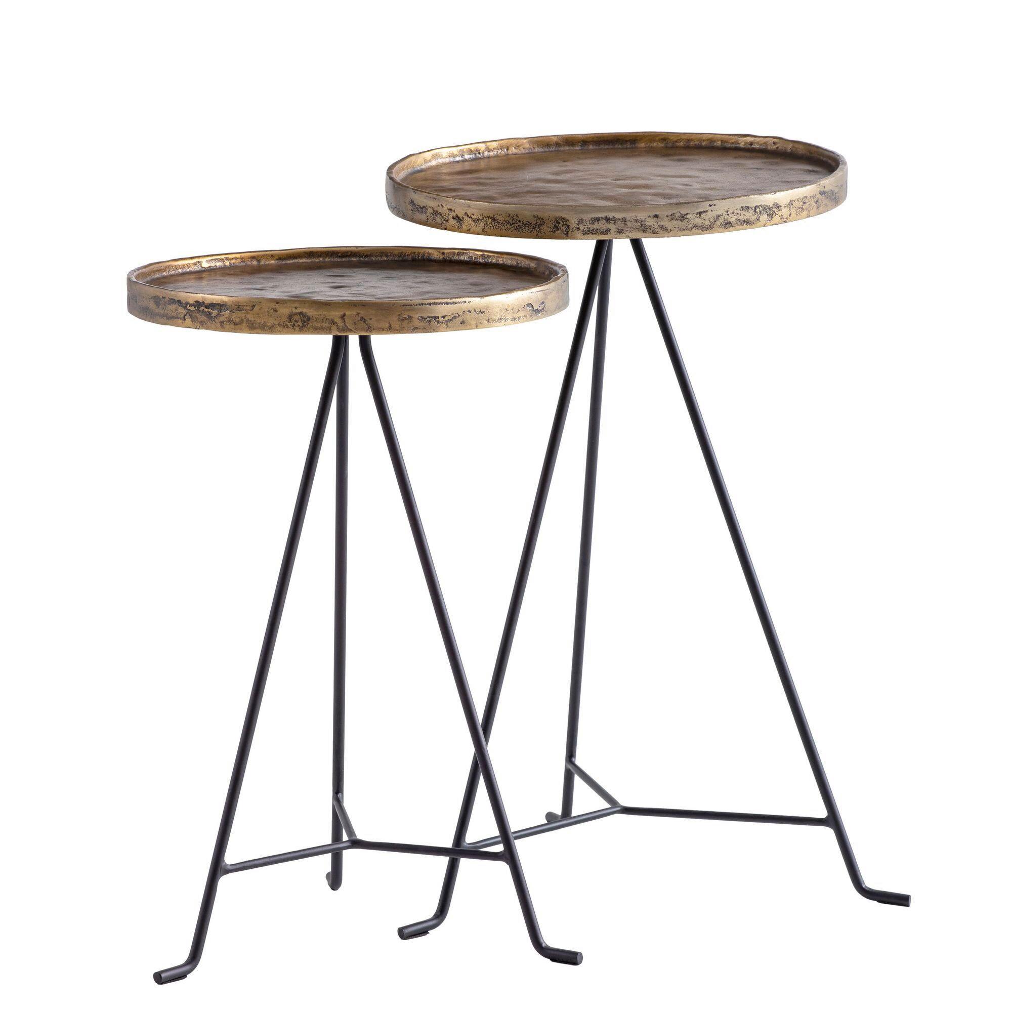 BEISTELLTISCHSET WL7.212 - Goldfarben/Schwarz, Design, Metall - Livetastic