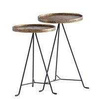 BEISTELLTISCHSET WL7.212 - Goldfarben/Schwarz, Design, Metall - Livetastic