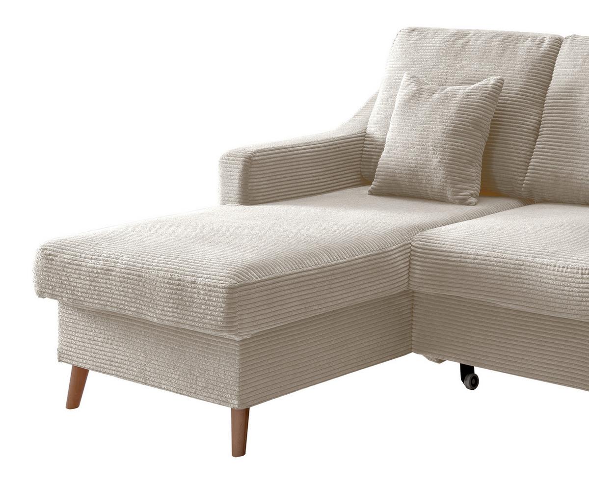 Ecksofa Valentina Beige Cord - Beige/Naturfarben, Design, Holz/Textil (150/228cm) - P & B