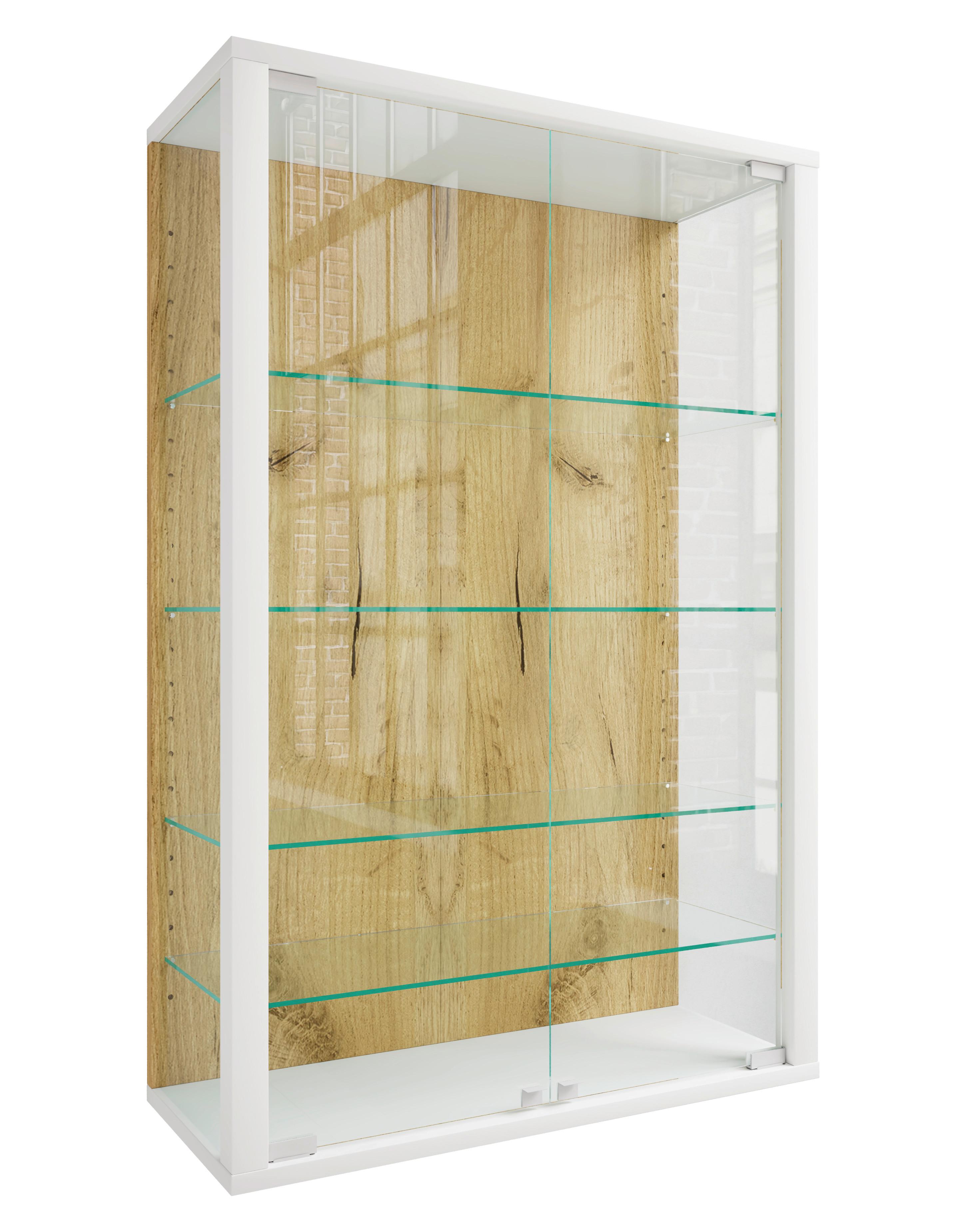 Hängevitrine Udina Honigeiche/Weiß - Honigeiche/Klar, Design, Glas/Holzwerkstoff (59/91/25cm) - Livetastic