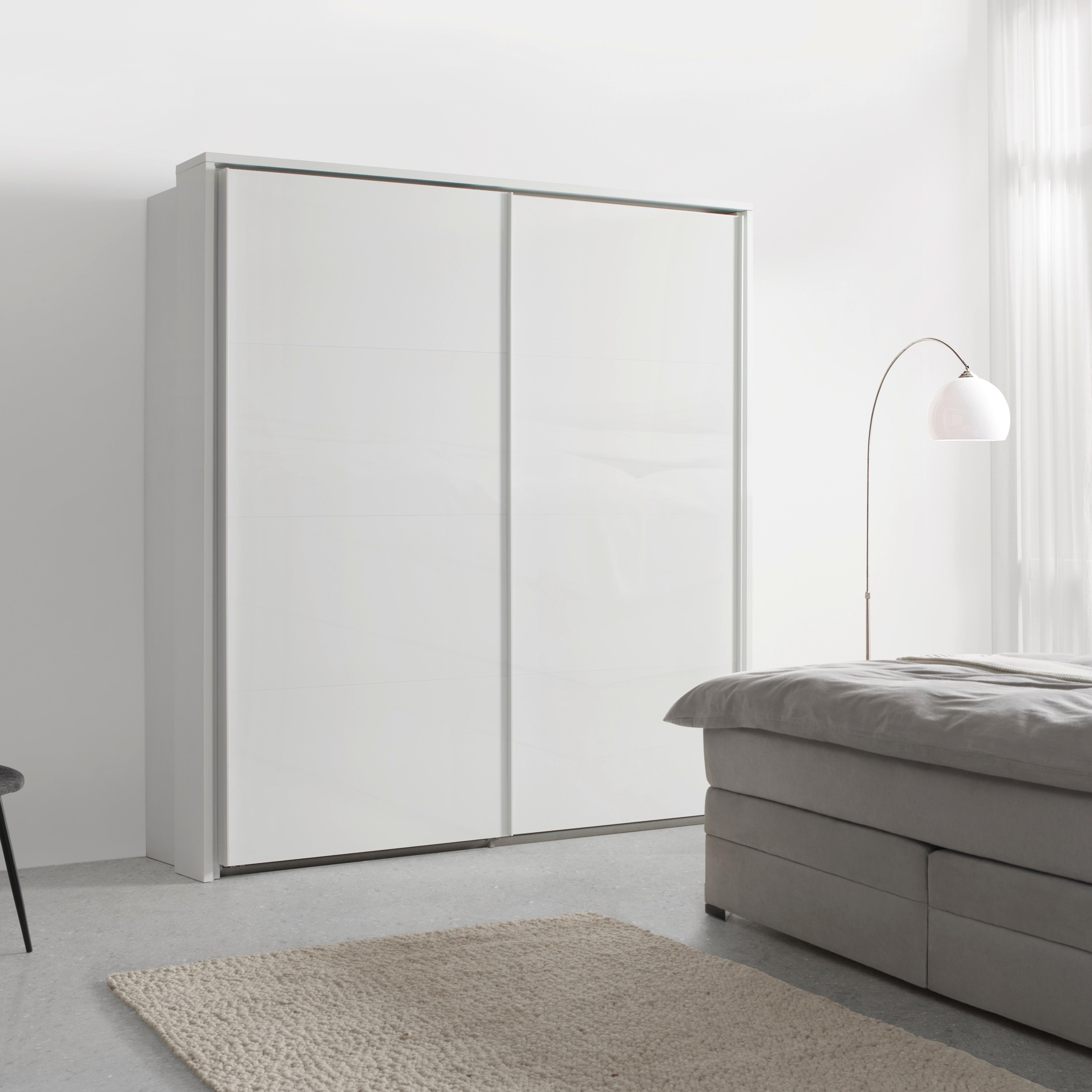 GARDEROB MED SKJUTDÖRRAR LAGO - vit, Modern, metall/trämaterial (203/222/60cm) - Mömax