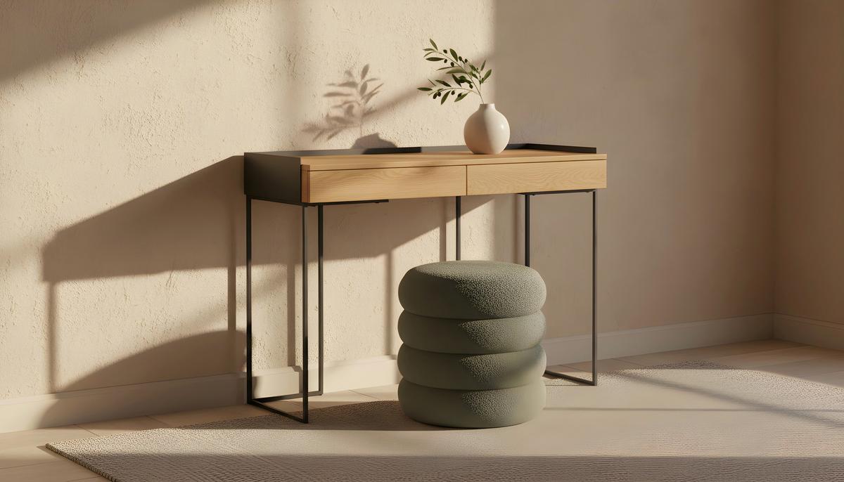 STÓŁ KONSOLA NELLY - kolor naturalny/czarny, Lifestyle, materiał drewnopochodny/metal (100/40/77cm) - Xora