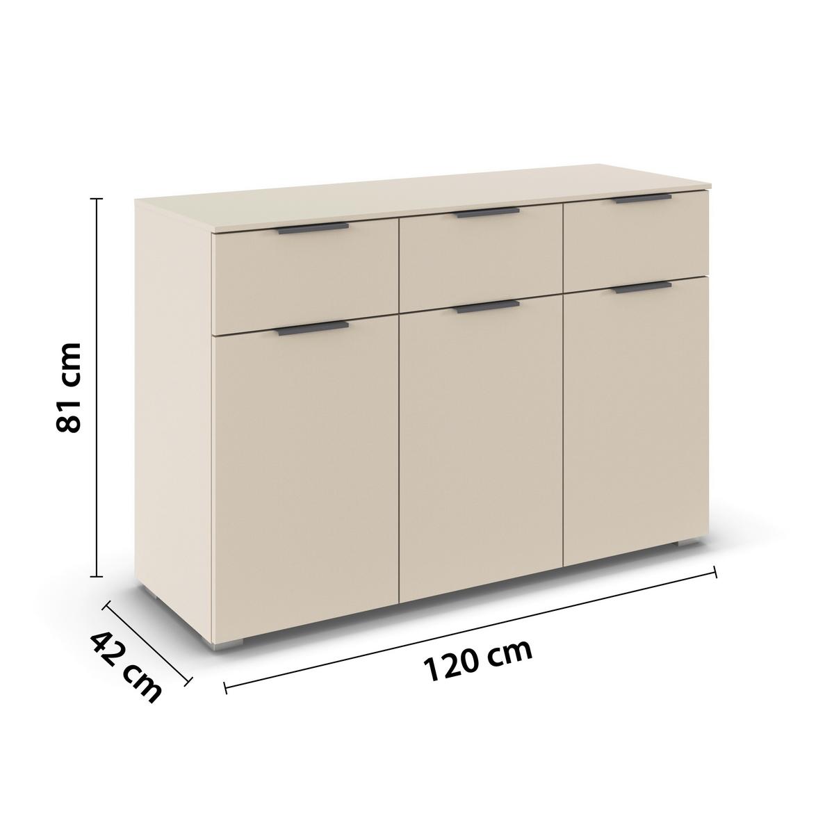 Komoda Alabama - siva/boje šampanjca, Trend, drvni materijal/metal (120/81/42cm) - Modern Living