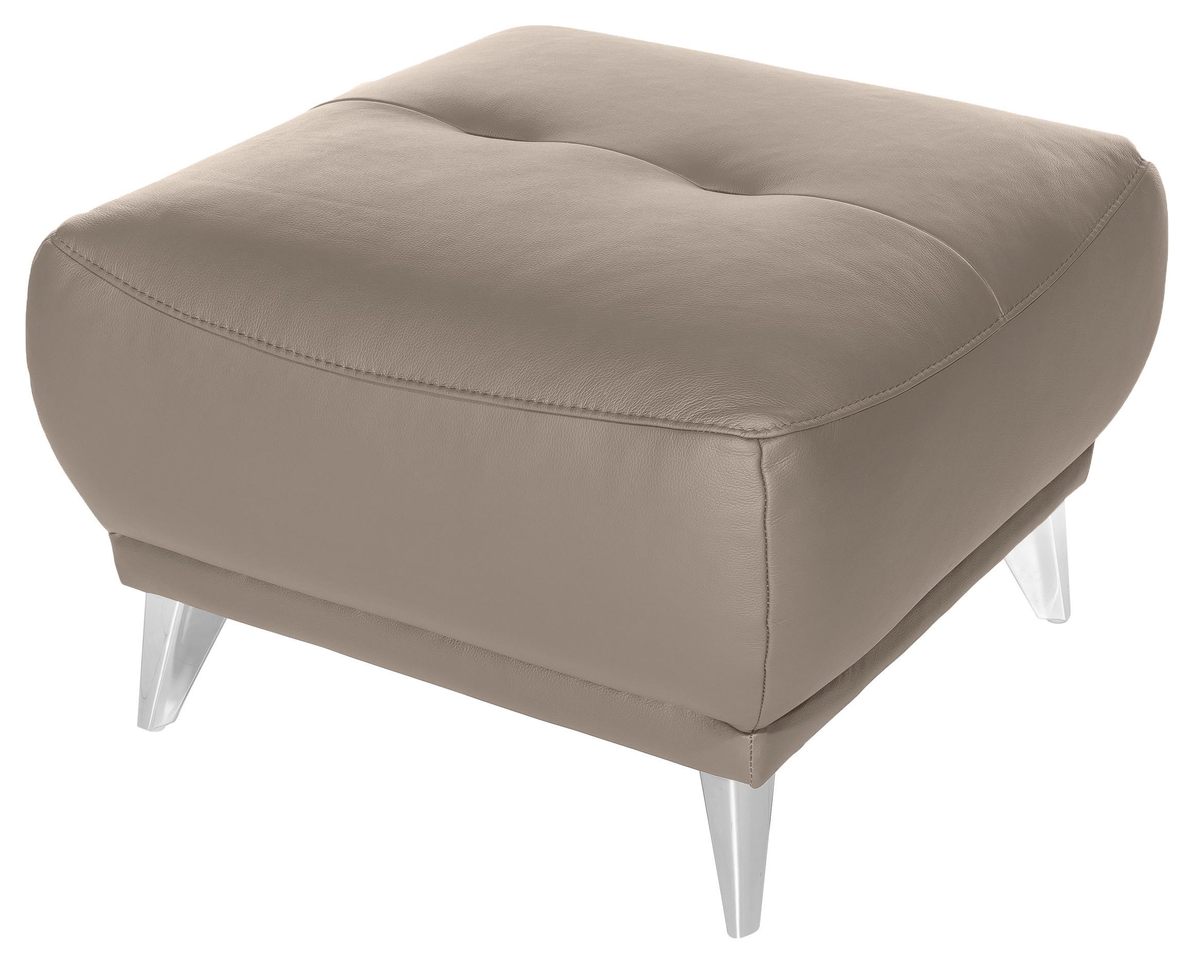 Hocker "Frisco" , sandfarben - Sandfarben/Chromfarben, MODERN, Textil/Metall (65/46/65cm) - MID.YOU