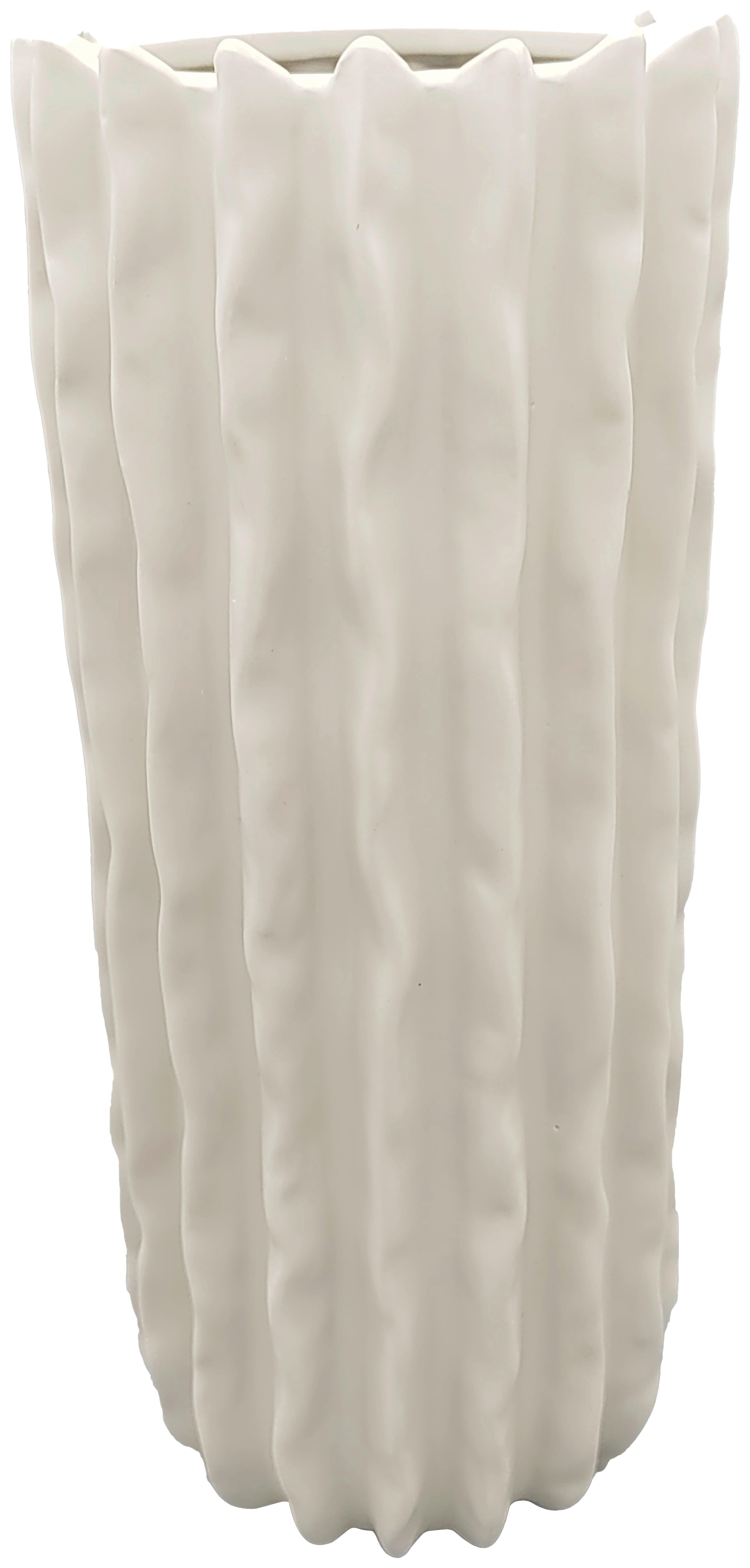 Vase Feline Weiß matt - Weiß, KONVENTIONELL, Keramik (16/40,5cm) - Mömax